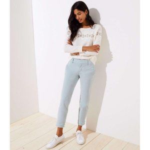 NWT Loft Double Frayed Girlfriend Chinos Blue